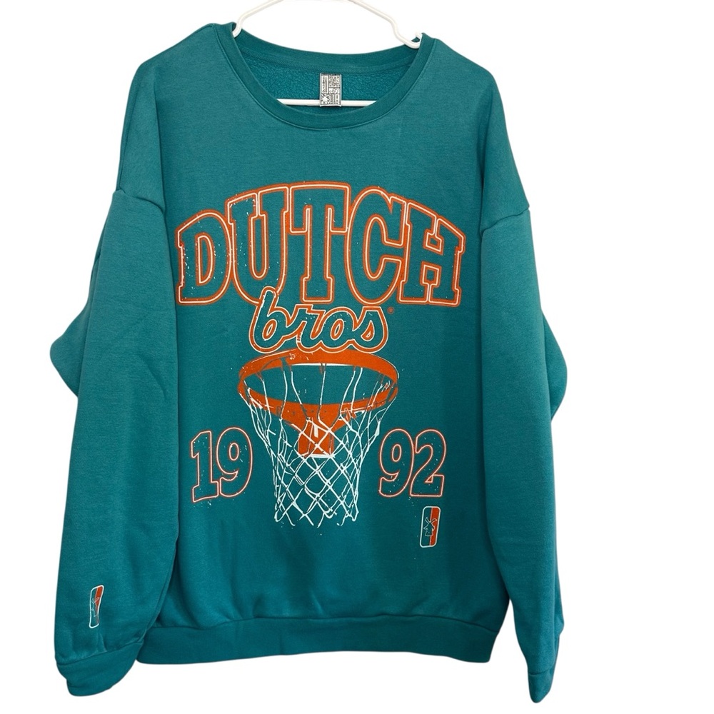 Dutch Bros MEDIUM+XL BRAND NEW Teil Blue Crewneck Sweatshirt Basketball 1992